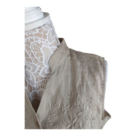 NWT Carole Little 100% Linen Button Down Tank S - Picture 5 of 7